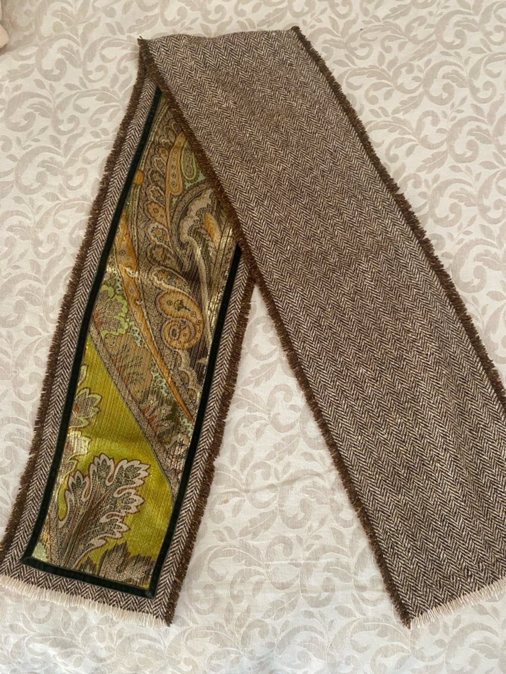 J. Crew Herringbone & Silk Paisley Scarf
